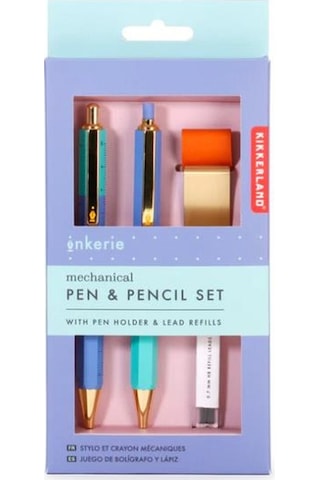 Kikkerland Inkerie 0.7 Mm Mekanik Uçlu Kalem & Tükenmez Kalem & Klips Seti Çok Renkli