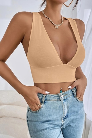 Terapi Men Kadın Krem Çapraz Sırt Detaylı Crop Top Bluz Krem