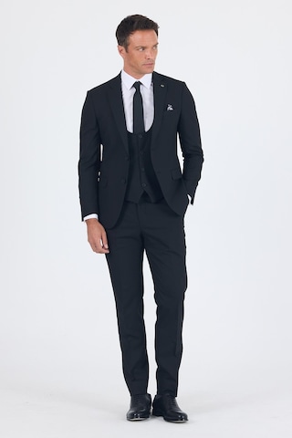 İmza Siyah Düz Bez Ayağı Mono Yaka 2 Düğme 6 Drop Slim Fit Basic Takım Elbise 1001250186 001 Siyah