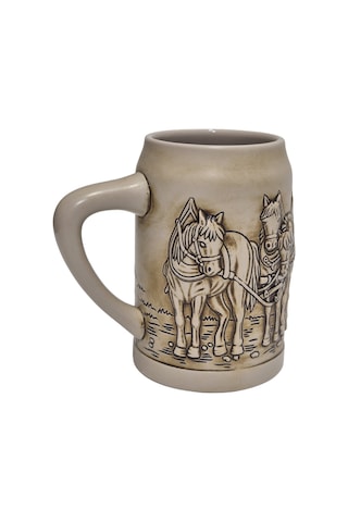 Vintage Tankart Kabartmalı At Arabası Figürlü Alman Bira Bardağı 14cm