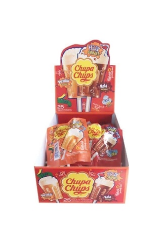 Chupa Chups Fizzy Kola Ve Portakal Aromalı Lolipop Şekerleme 15 Gr X 25 Adet