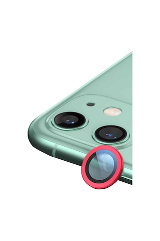 Newface - 204 - Apple iPhone Uyumlu 12 Mini Raze Metal Kamera Lens - Glblseme - - Kırmızı