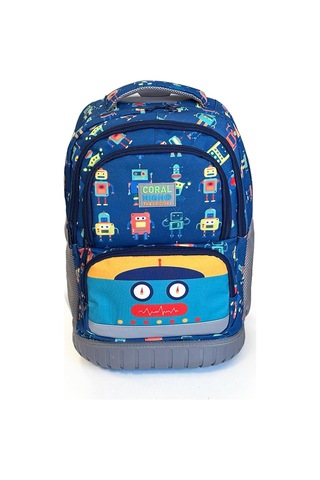 Coral High Kids Robot Desenli, Lacivert Renkli, İki Kademeli Çekçekli, Sırt Ve Okul Çantası 24025