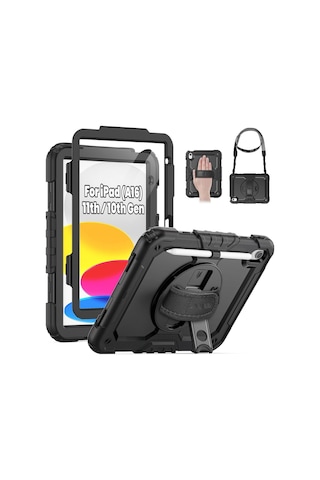 Ipad 11. Nesil A16 2025 Uyumlu Kılıf Stand Askılı Zırh Tank Defender Kapak A3354
