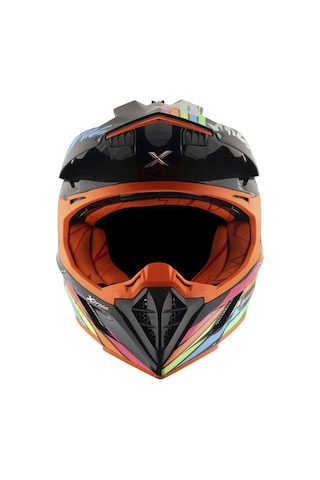 Axor Xcross 2X E Full Face Kask Gri - Parlak Siyah