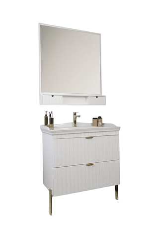 Kobos Noble 80 Cm Banyo Dolabı Seti Bianco Beyaz