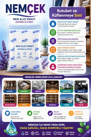 Nemçek Nem Alıcı Rutubet Giderici Koku Ve Küf Önleyici 5 Paket 1250 Gr