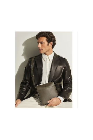 Montblanc Sartorial Deri Dikey Çapraz Çanta 221562 Haki