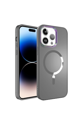 Apple Uyumlu iPhone 14 Pro Max Uyumlu Magsafe Wireless Şarj Özellikli Zore Stil Kılıf-siyah Siyah -