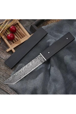 Japon Kamp Samurai Damascus Tanto Nadir Siyah