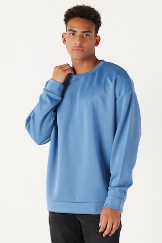 AC&Co / Altınyıldız Classics Erkek İndigo Oversize Fit Bol Kesim Bisiklet Yaka Düz Sweatshirt 4A5221200005INDS İndigo