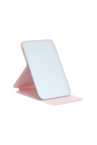 Katlanabilir Stantlı Makyaj Aynası / Pembe Deri Çanta Boyu Mini Ayna 723190 Genel
