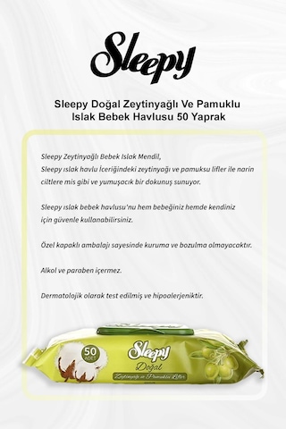 Sleepy Doğal Zeytinyağlı Ve Pamuklu Islak Bebek Havlusu 50 Yaprak 5 Al 4 Öde Ve Rosie Pamuk