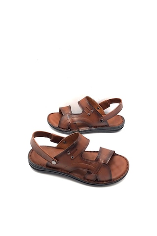 Drx Hakiki Deri Tam Ortopedik Masajlı Erkek Sandalet Taba