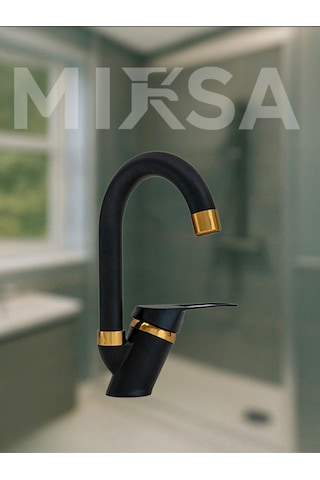 Lüx Siyah-gold Baston Borulu Banyo Lavabo Bataryası, Musluğu, Çift Su Girişli