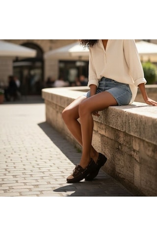 Ne&ve Shoes Kahve Süet Hakiki Deri Kadın Bağcıklı Loafer Ayakkabı Kahverengi