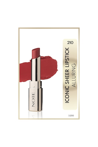 Note Cosmetique Iconic Sheer Lipstick Nemlendirici Parlak Ruj 210 Alluring - Kırmızı