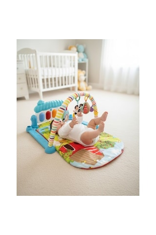 Toys2you Piyanolu Oyun Halısı Işıklı Ve Müzikli Gelişim Matı Çiftlik 70x45x35