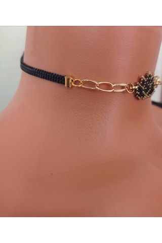 miyuki lotus çiçekli choker Altın