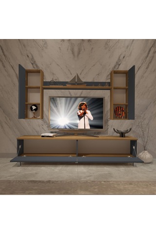 Decoraktiv Eko 5d Mdf Std Krom Ayaklı Tv Ünitesi Tv Sehpası Pera - Antrasit