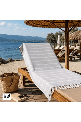 Pega Sultan Peştamal %100 Koton Açık Gri Plaj Havlusu 90 x 170 CM