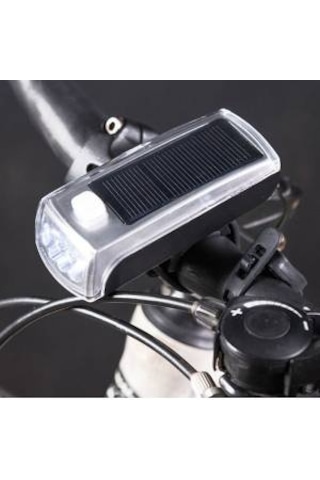 Bisiklet Ön Far Usb-Güneş Enerjili-Kornalı Açık Gri