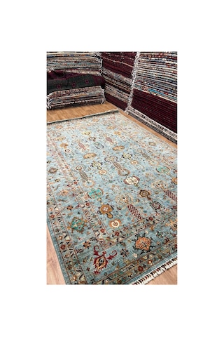 El Dokuma Afghan Halısı Turkuaz