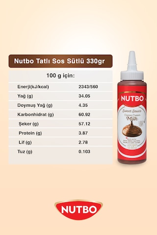 Nutbo Tatlı Sos Sütlü- Waffle& Krep& Pankek& Churros& San Sebastian& Kruvasan& Dondurma Sos 330 Gr