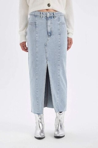 Defacto Fashion Fit Yırtmaçlı Uzun Boy Jean Etek D4419AX24AUNM39 Mavi