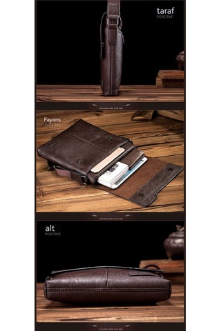 2'li Erkek Omuz Çantası Seti - Kahverengi