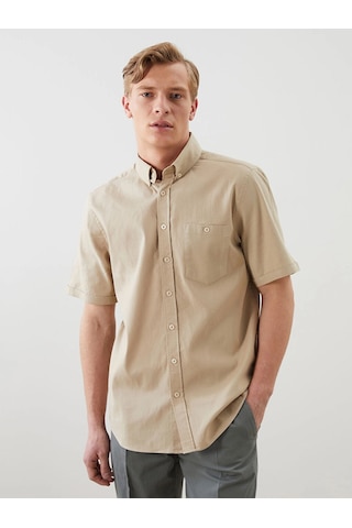 LC Waikiki Lcwaıkıkı Classic Bej Regular Fit Poplin Erkek Gömlek Beıge