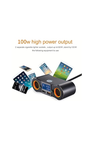 Motion003 2025 Yeni Araba Sigara Için Siyah Qc3.0 Hızlı Şarj Led Halkası Evrensel Araçlar