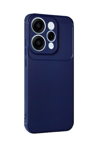 Oppo Reno 15 F / Fs Uyumlu Kılıf Karbon Tasarım Kamera Korumalı Silikon Telefon Kılıfı Kapak Lacivert