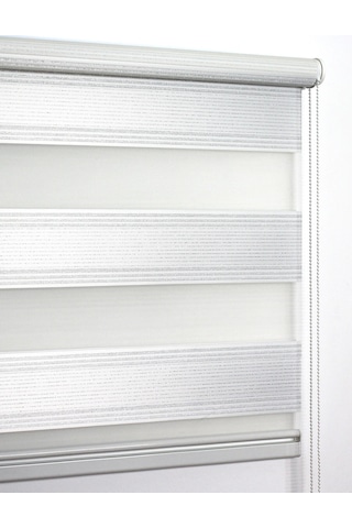 Buperde Beyaz - Gümüş Simli Pilise Pliseli Zebra Stor Perde