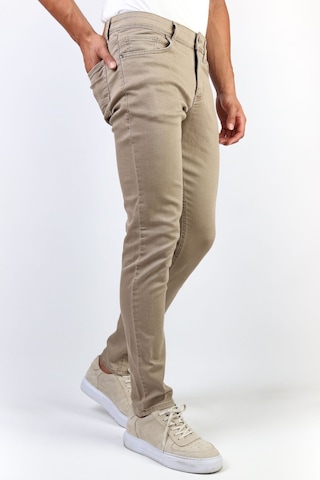 Erkek Bej Slim Fit Esnek Likralı Jean Kot Pantolon Bej