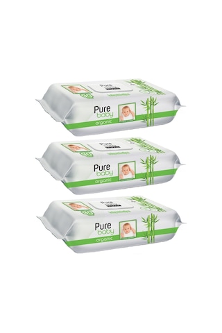 Pure Baby Wipes Organic Bambu Islak Havlu Mendil 90 Yaprak 3'lü