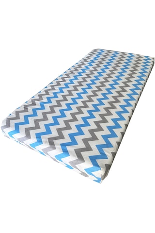 Çocuk Yatağı 60x120x6 Cm Vip Oyun Parkı Sünger Yatak Bebek Yatağı-mavi Gri Zikzak