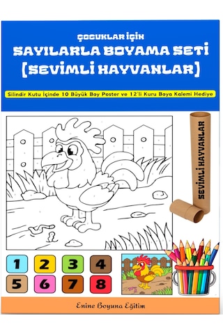 Çocuklar İçin Sayılarla Boyama Seti Sevimli Hayvanlar