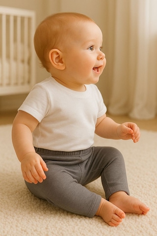 Chicsy Baby Unisex Bebek Üçlü Düz Renkli Organik Kumaş 3'lü Tayt Seti İlkbahar Yazlık 3-12 Ay Gri-krem-yeşil