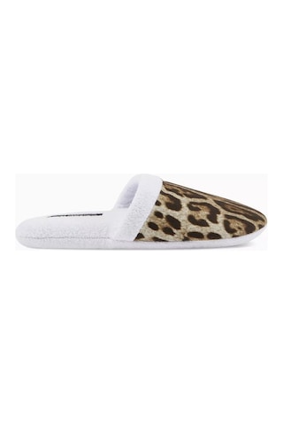 Dolce & Gabbana Casa Unisex Leopar Desenli Terlik, Pamuklu, Yumuşak & Rahat Kahverengi