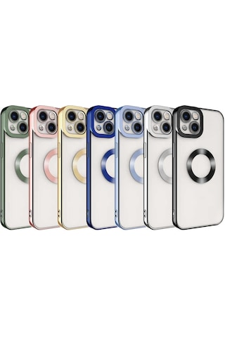 Apple Uyumlu iPhone 13 Uyumlu Kamera Korumalı Logo Gösteren Zore Omega Kılıf-gold Gold -