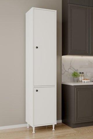 Aeka Ae-2028 Soft 2 Kapaklı Raflı Dar Yüksek Boy Banyo Çok Bölmeli Depolama Dolabı 40x180 Cm Çok Amaçlı Dolap Beyaz
