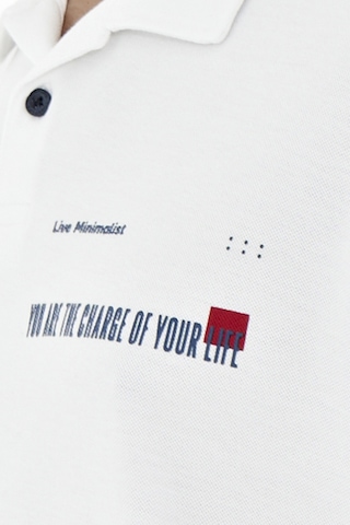 Tommylife Tommy Life Beyaz Yazı Baskılı Standart Form Polo Yaka Erkek T-shirt - 88236 Beyaz