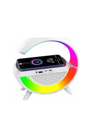 Mey İthalat Bluetooth Hoparlör G Şekli Atmosfer Akıllı Rgb Lamba Wireless Kablosuz Şarj