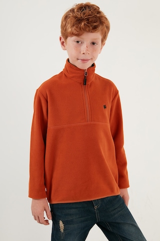 Lela Yumuşak Dokulu Fermuarlı Dik Yaka Şardonlu 2'Li Paket Çocuk Polar 5905002S2 Haki-Oranj