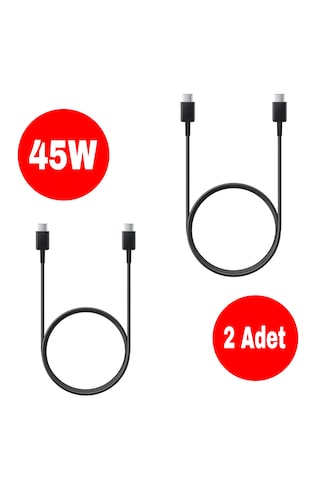 2 Adet Samsung Uyumlu 45w Typec Çıkışlı Süper Fast Adaptör Şarj Başlık, Kablo Dahil