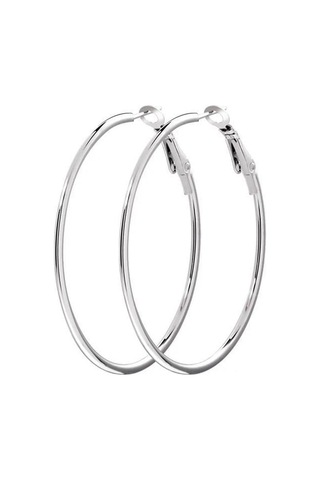 By Zeyna Aksesuar Kadın 316 L Çelik 5 Cm Halka Küpe-5058 Gümüş