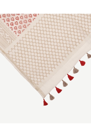 Yargıcı Püskül Detaylı Geometrik Desenli Şal 26yksl1112x 017 Bej