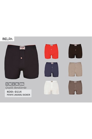 Belpa Ersa İç Giyim Erkek Penye Jakarlı Boxer 6'lı Kırmızı