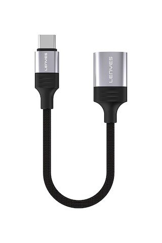Lenyes Ax122 Usb To Type-c Dönüştürücü Otg Kablo Siyah Siyah